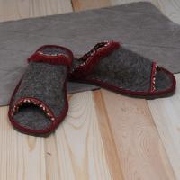 Тапочки войлочные женские БУРУНДУК открытые 'Классика', 100% шерсть в Новосибирске