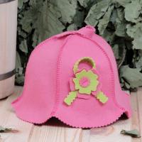 Шапка для бани и сауны женская Кокетка розовая