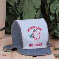 Шапка для бани и сауны мужская Бейсболка Дежурный по бане, 100% шерсть
