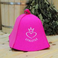 Шапка для бани и сауны женская Красотка сердце, экофетр от фабрики RUШER