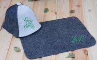 Комплект для бани из войлока Дубовый лист. 2 предмета - шапка, коврик в Новосибирске