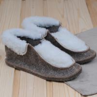 Чуни войлочные домашние женские БУРУНДУК с мехом 'Рушер', 100% шерсть в Новосибирске