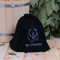 Шапка для бани и сауны мужская Be strong, экофетр