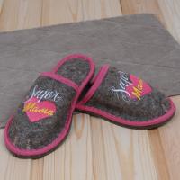 Тапочки войлочные женские БУРУНДУК закрытые 'Супер мама', 100% шерсть в Новосибирске