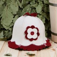 Шапка для бани и сауны женская Красотка бело-зеленая