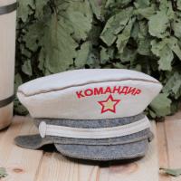 Шапка для бани и сауны мужская Фуражка Командир, 100% шерсть