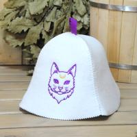 Шапка для бани и сауны женская Лунная кошка, экофетр от фабрики RUШER