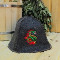 Шапка для бани и сауны мужская Огненный Змей, 100% шерсть