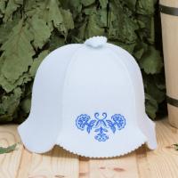 Шапка для бани и сауны женская 'Кокетка Гжель', экофетр