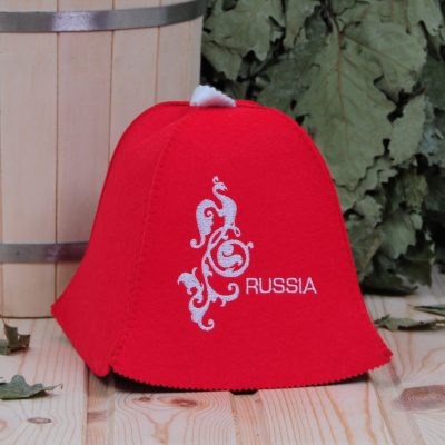 Шапка для бани и сауны Russia красный 