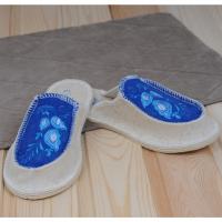 Тапочки войлочные женские БУРУНДУК закрытые 'Гжель', 100% шерсть в Новосибирске