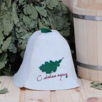 Шапка для бани и сауны С лёгким паром Листик, полушерсть