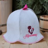 Шапка для бани и сауны женская Красотка, полушерсть