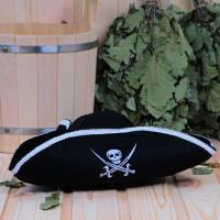 Шапка для бани и сауны мужская Шляпа Пират, экофетр
