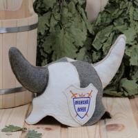 Шапка для бани и сауны мужская Шлем викинга Великий Воин, 100% шерсть