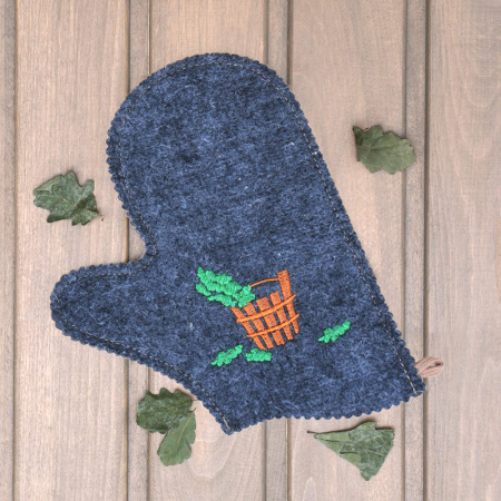 Рукавица для бани войлочная 'С легким паром', полушерсть в Новосибирске