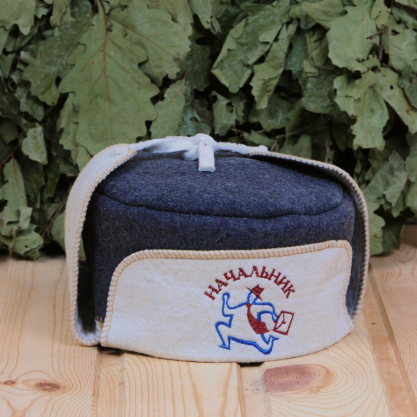 Шапка для бани и сауны мужская Ушанка Начальник, 100% шерсть