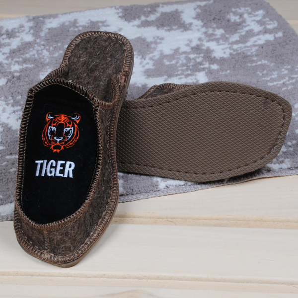 Тапочки войлочные мужские БУРУНДУК закрытые 'TIGER', 100% шерсть в Новосибирске