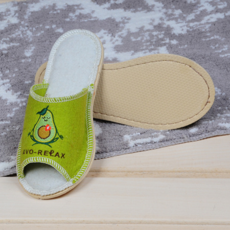 Тапочки войлочные женские Бурундук открытые 'Авокадо', полушерсть в Новосибирске