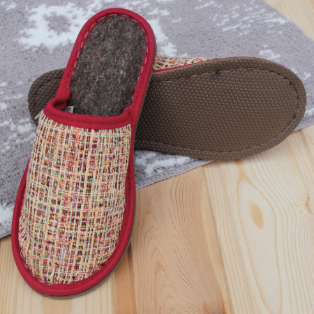 Тапочки войлочные женские Бурундук закрытые 'Гобелен Кантри' бежевые, полушерсть в Новосибирске