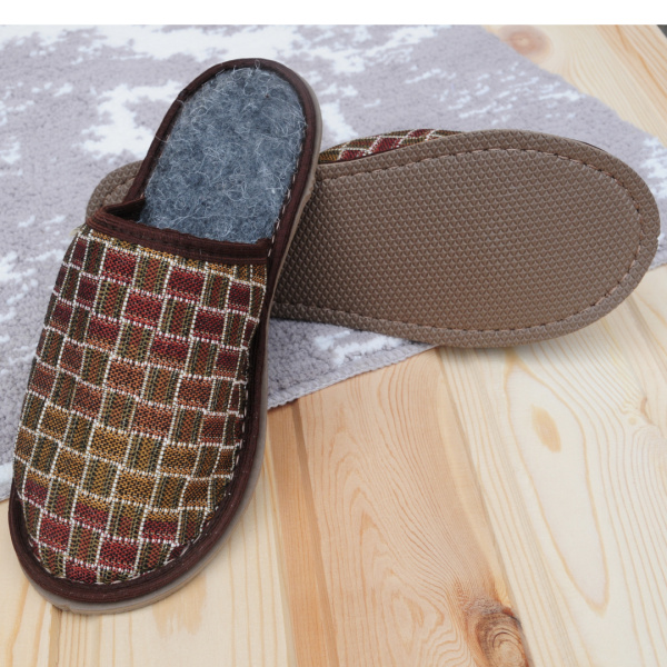 Тапочки войлочные мужские БУРУНДУК закрытые 'Гобелен' коричневые, полушерсть в Новосибирске