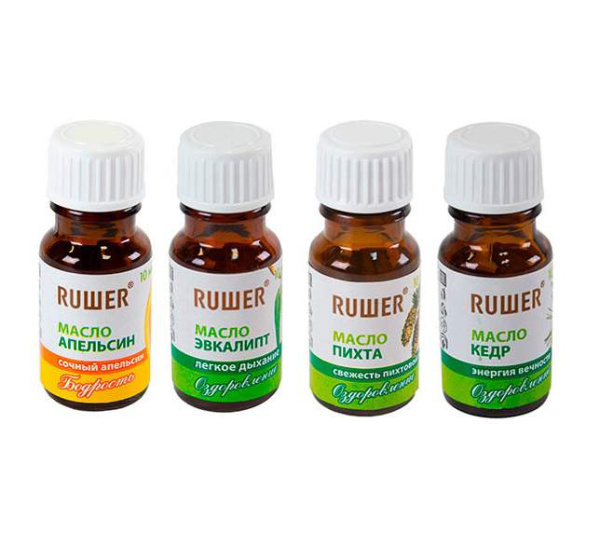 Набор масел "Рушер" 4*10 мл (пихта, кедр, эвкалипт, апельсин)  в Новосибирске