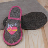 Тапочки войлочные женские Бурундук закрытые 'Супер мама', 100% шерсть в Новосибирске