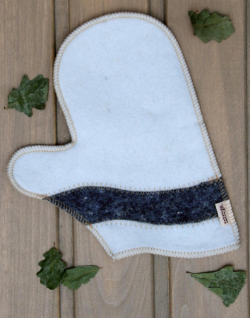 Рукавица для бани войлочная 'Волна', полушерсть в Новосибирске