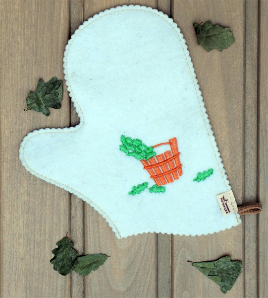 Рукавица для бани войлочная С легким паром, полушерсть в Новосибирске