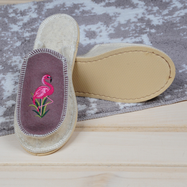Тапочки войлочные женские БУРУНДУК закрытые 'Фламинго', 100% шерсть в Новосибирске