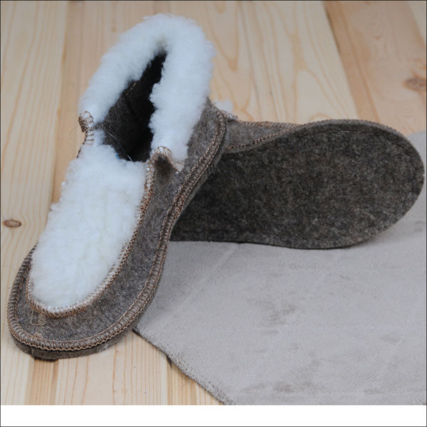 Чуни войлочные домашние женские БУРУНДУК с мехом 'Рушер', 100% шерсть в Новосибирске