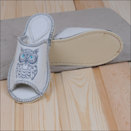 Тапочки войлочные женские Бурундук открытые 'Сова', 100% шерсть в Новосибирске