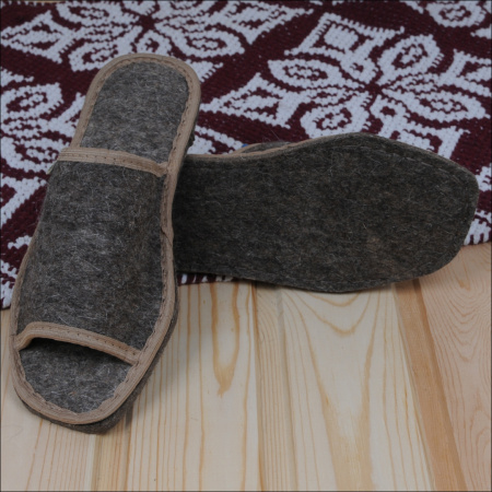 Тапочки войлочные мужские Бурундук открытые 'Классика', 100% шерсть в Новосибирске