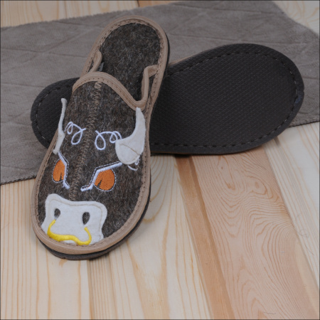 Тапочки войлочные мужские Бурундук закрытые 'Быкуля', 100% шерсть в Новосибирске