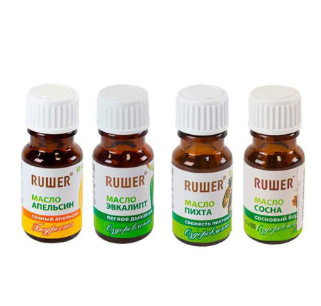 Набор масел "Рушер" 4*10 мл (сосна, апельсин, эвкалипт, пихта)  в Новосибирске
