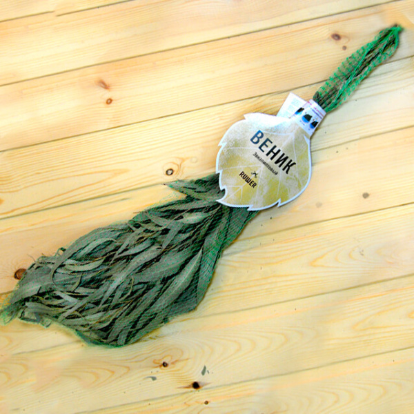 Веник для бани эвкалиптовый в упаковке от фабрики RUШER